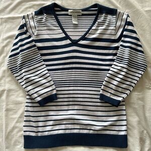 Navy Blue and White Striped Sweater